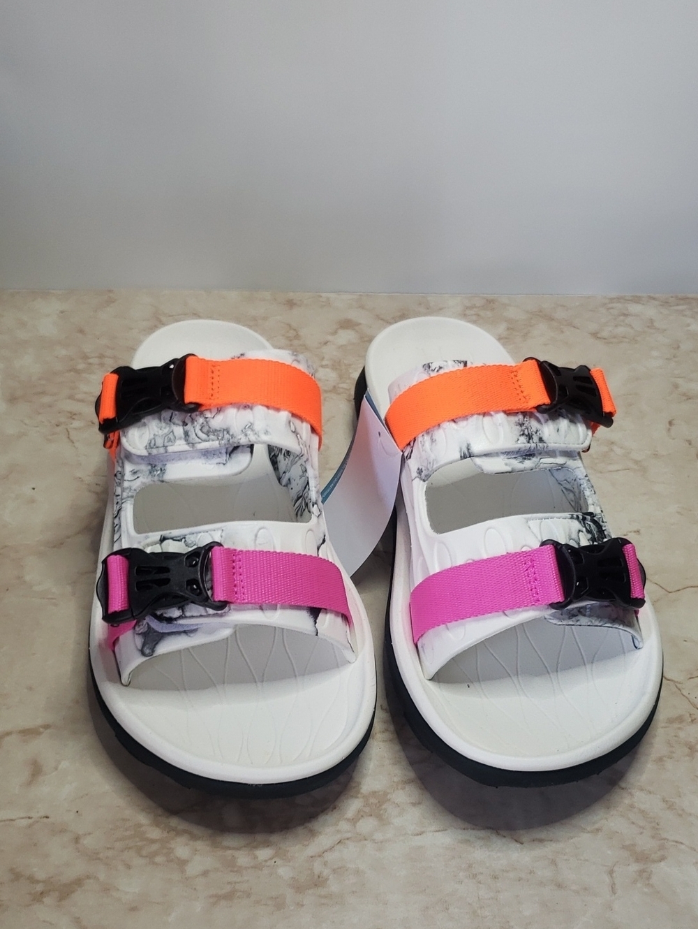 Merrell Mens Hut Ultra Wrap Sandals with Neon Orange & Pink Straps Size 10